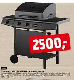 jem & fix GASSGRILL MED 3 BRENNERE + SIDEBRENNER tilbud
