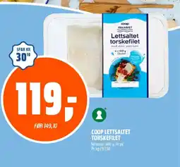 Coop Obs Coop lettsaltet torskefilet tilbud
