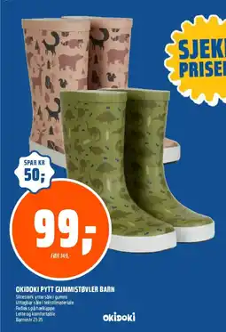 Coop Obs Okidoki pytt gummistøvler barn tilbud