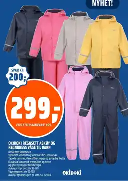 Coop Obs Okidoki regnsett askøy og regndress våge til barn tilbud