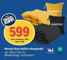 Coop Obs Norsk Dun helårs dunpledd tilbud