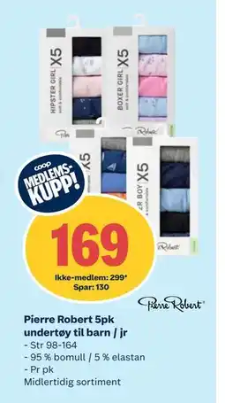Coop Obs Pierre Robert 5pk undertøy til barn / jr tilbud