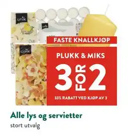 Jacobs Alle lys og servietter tilbud