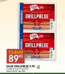 Coop Mega GILDE GRILLPØLSE 2 PK tilbud