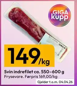 Gigaboks Svin indrefilet ca. 550–600 g tilbud