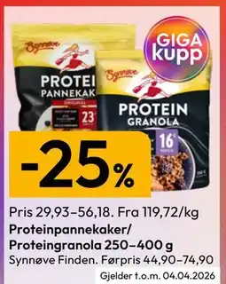 Gigaboks Proteinpannekaker/ Proteingranola 250–400 g tilbud