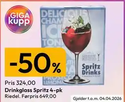 Gigaboks Drinkglass Spritz 4-pk tilbud