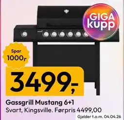 Gigaboks Gassgrill Mustang 6+1 tilbud
