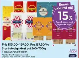 Gigaboks Stort utvalg skivet ost 560–700 g tilbud