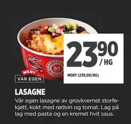 Meny LASAGNE tilbud