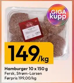 Gigaboks Hamburger 10 x 150 g tilbud