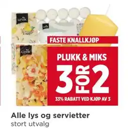 Meny Alle lys og servietter tilbud