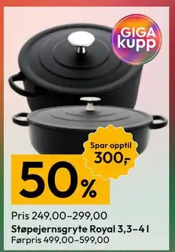 Gigaboks Støpejernsgryte Royal 3,3–4 l tilbud