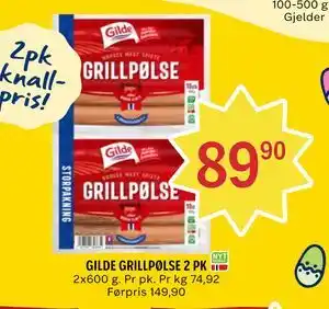 GILDE GRILLPØLSE 2 PK