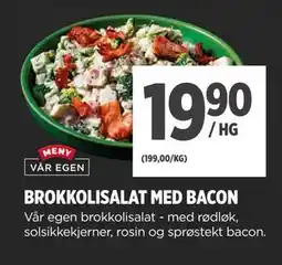 Meny BROKKOLISALAT MED BACON tilbud