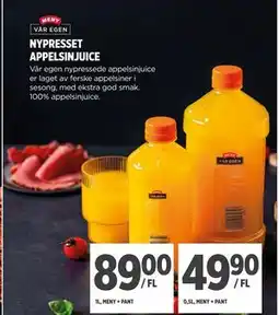 Meny NYPRESSET APPELSINJUICE tilbud