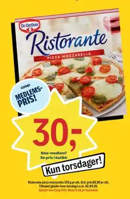 Coop Prix Ristorante pizza mozzarella, Medlemspris tilbud