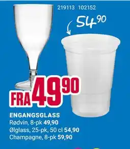 Europris ENGANGSGLASS tilbud