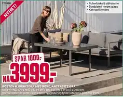 Europris BOSTON HJØRNESOFA MED BORD, ANTRASITT GRÅ tilbud