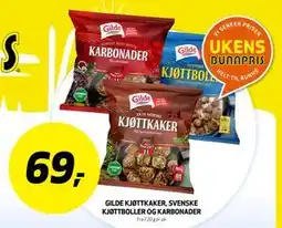 Bunnpris GILDE KJØTTKAKER, SVENSKE KJØTTBOLLER OG KARBONADER tilbud