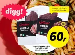 Bunnpris STORFE MØRBRAD OG FLATBIFF SKIVET tilbud