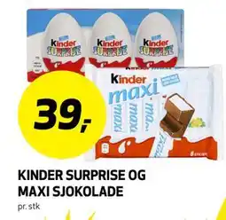 Bunnpris KINDER SURPRISE OG MAXI SJOKOLADE tilbud