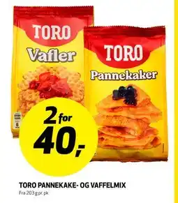 Bunnpris TORO PANNEKAKE- OG VAFFELMIX tilbud
