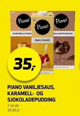 Bunnpris PIANO VANILJESAUS, KARAMELL- OG SJOKOLADEPUDDING tilbud