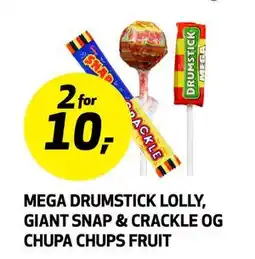 Bunnpris MEGA DRUMSTICK LOLLY, GIANT SNAP & CRACKLE OG CHUPA CHUPS FRUIT tilbud