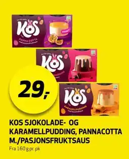 Bunnpris KOS SJOKOLADE- OG KARAMELLPUDDING, PANNACOTTA M./PASJONSFRUKTSAUS tilbud