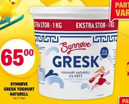 Coop Extra Synnøve gresk yoghurt naturell tilbud