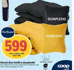 Coop Extra Norsk Dun helårs dunpledd tilbud