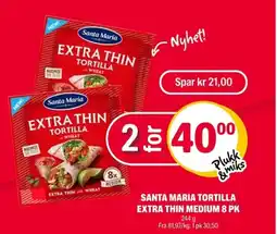 Coop Extra Santa maria tortilla extra thin medium 8 pk tilbud