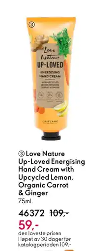 Oriflame Love Nature Up-Loved Energising Hand Cream with Upcycled Lemon, Organic Carrot & Ginger tilbud