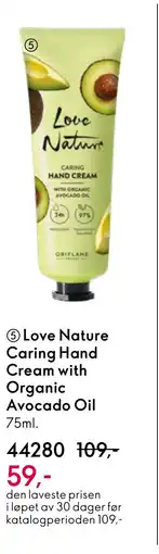 Oriflame Love Nature Caring Hand Cream with Organic Avocado Oil tilbud