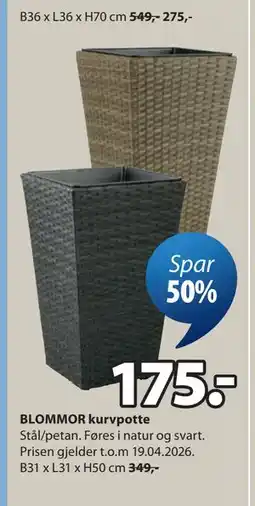 JYSK BLOMMOR kurvpotte tilbud