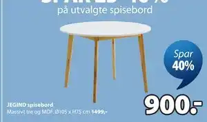JYSK JEGIND spisebord tilbud
