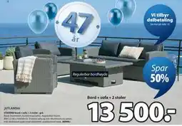 JYSK STAVERN bord + sofa + 2 stoler - grå tilbud