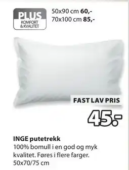 JYSK INGE putetrekk tilbud