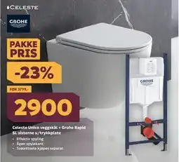 Megaflis Celeste Unico veggskål + Grohe Rapid SL sisterne u/trykkplate tilbud