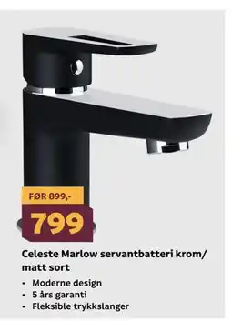 Megaflis Celeste Marlow servantbatteri krom/ matt sort tilbud