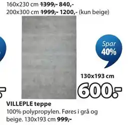 JYSK VILLEPLE teppe tilbud