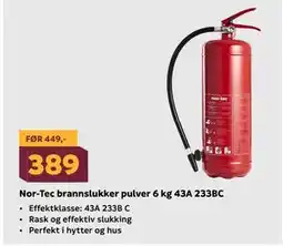 Megaflis Nor-Tec brannslukker pulver 6 kg 43A 233BC tilbud
