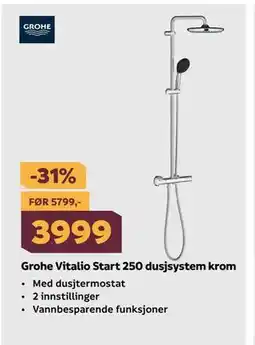 Megaflis Grohe Vitalio Start 250 dusjsystem krom tilbud