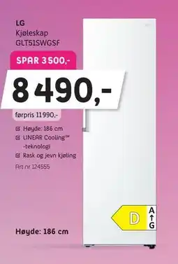ELON LG Kjøleskap GLT51SWGSF tilbud