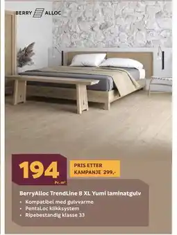 Megaflis BerryAlloc TrendLine 8 XL Yumi laminatgulv tilbud