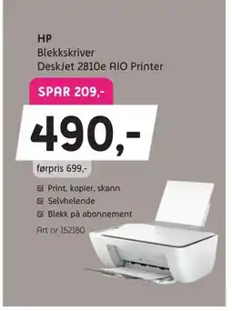 ELON HP Blekkskriver DeskJet 2810e AIO Printer tilbud