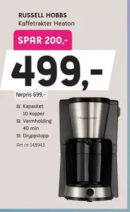 ELON RUSSELL HOBBS Kaffetrakter Heaton, Medlemspris tilbud