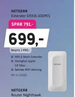 ELON NETGEAR Extender EAX15-100PES tilbud