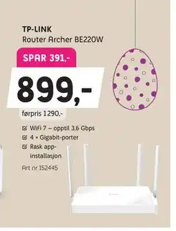 ELON TP-LINK Router Archer BE220W tilbud